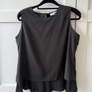 Calvin Klein Charcoal Pleated Hem Blouse